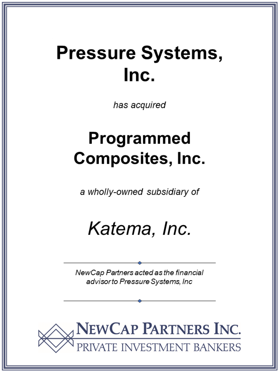 Pressure Systems Inc NewCap Partners Inc.
